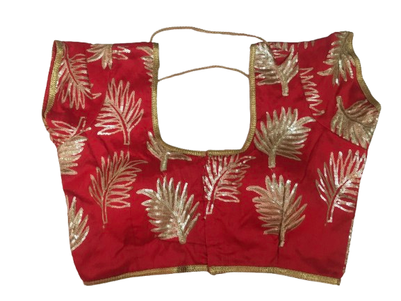 Raw Silk Red Designer Blouse 131